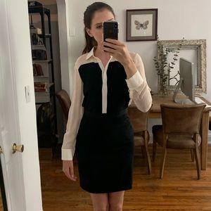 Club Monaco Black And White Block Blouse